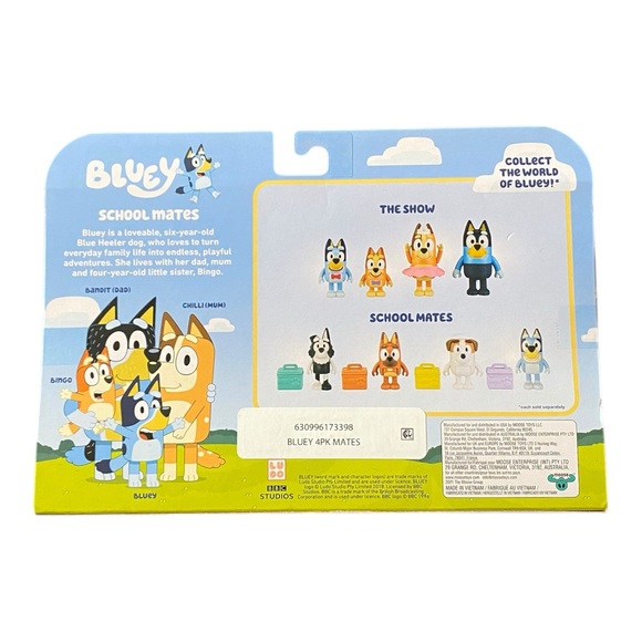 Bluey SCHOOL MATES FRIENDS 4pk Figures Set Bluey Jack Pretzel Mackenzie NEW - Picture 2 of 2